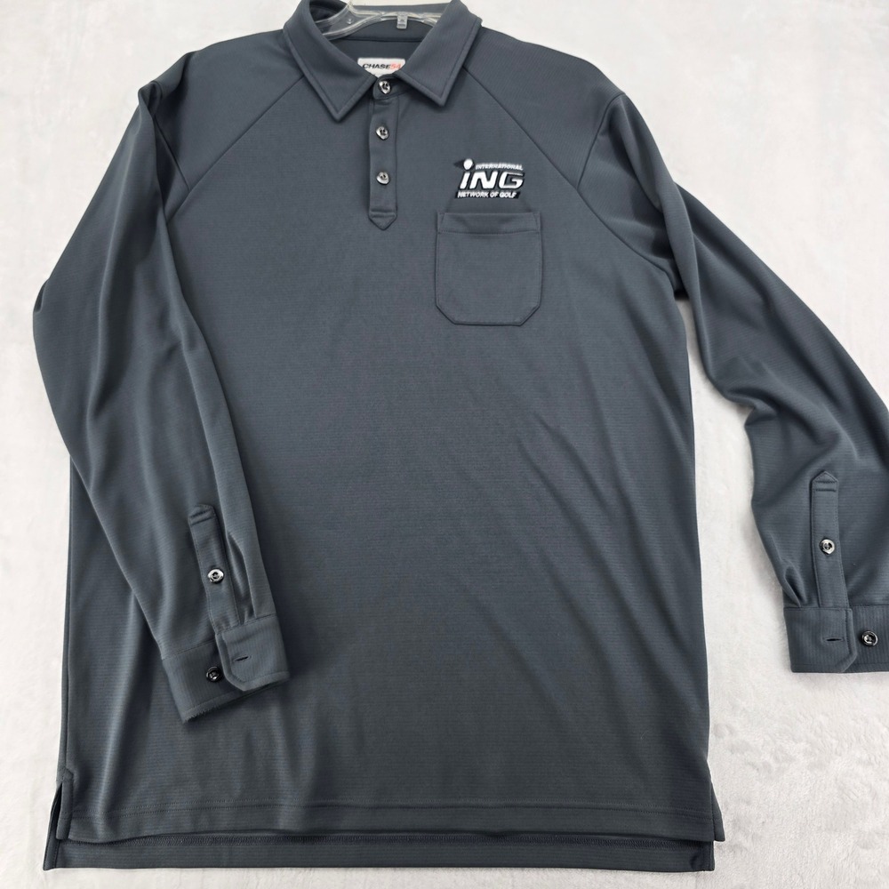 Chase54 Polo Shirt Mens Large Polo Gray Long Sleeve ING Network of Golf Logo